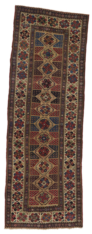 CAUCASIAN ANTIQUE KAZAK RUNNER C. 1850 3' 9